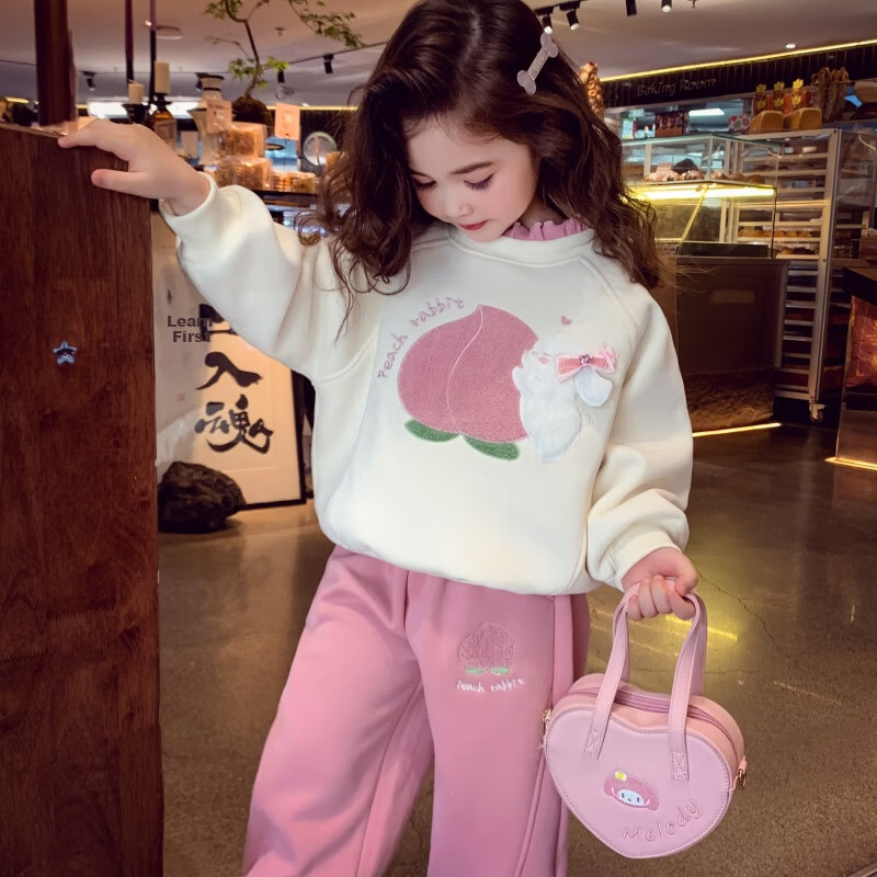 Mimi Halo Girls' Fleece Lined Tracksuit Winter 2025 New Kids Hoodie and Sweatpants Set Girls' Sportswear 22